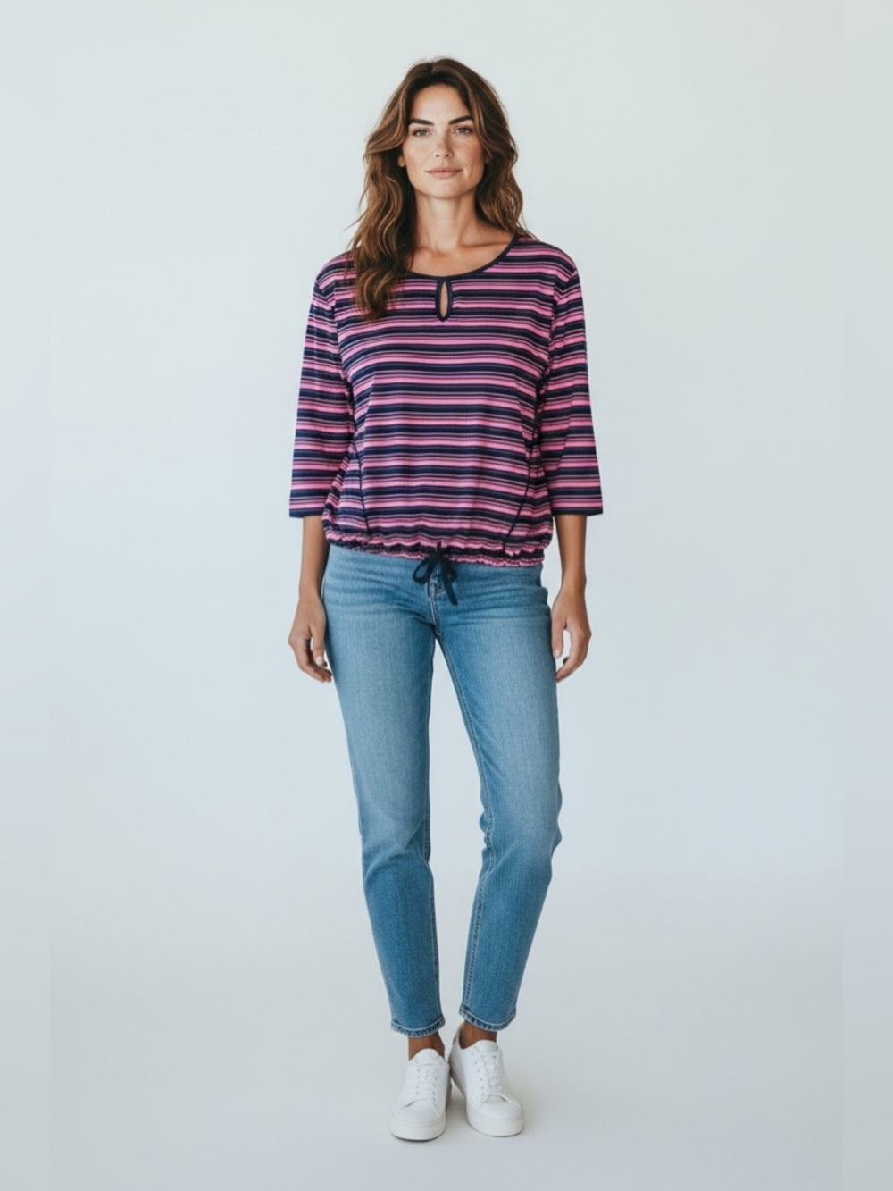 T By Talbots 3/4 Sleeve Tee // Pink & Blue //Small Petite